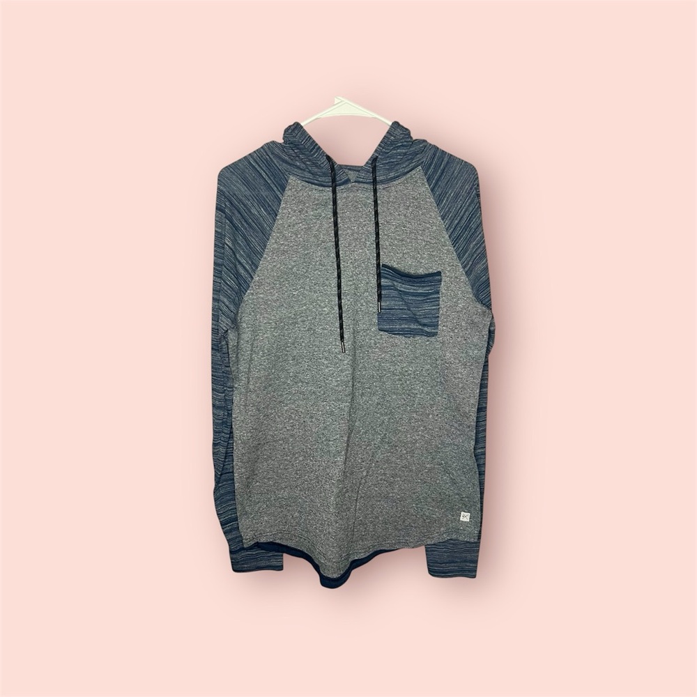 DepartWest Gray and Blue Men's Hooded Sweater, Size Large